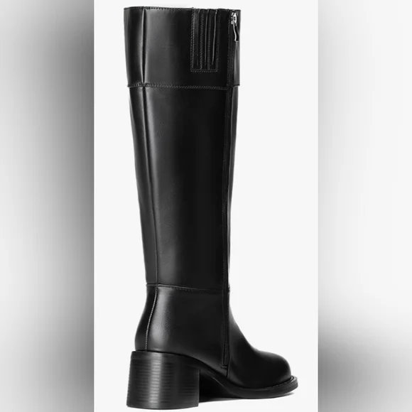 Knee High Boots Women Round Toe Chunky Block Heeled Boots Side Zipper - Picture 3 of 10